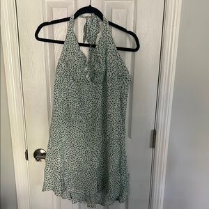 Green and White Halter Dress